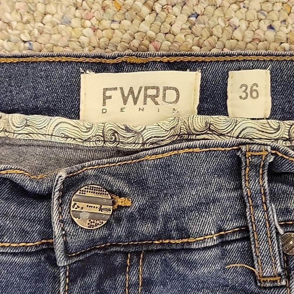 FRWD Denim Distressed Paint Spattered Blue Jeans, Men's 36 X 34. - Picture 2 of 6